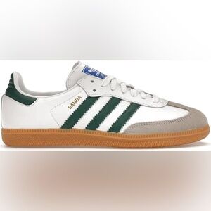 Adidas Samba White and Dark Green Shoes